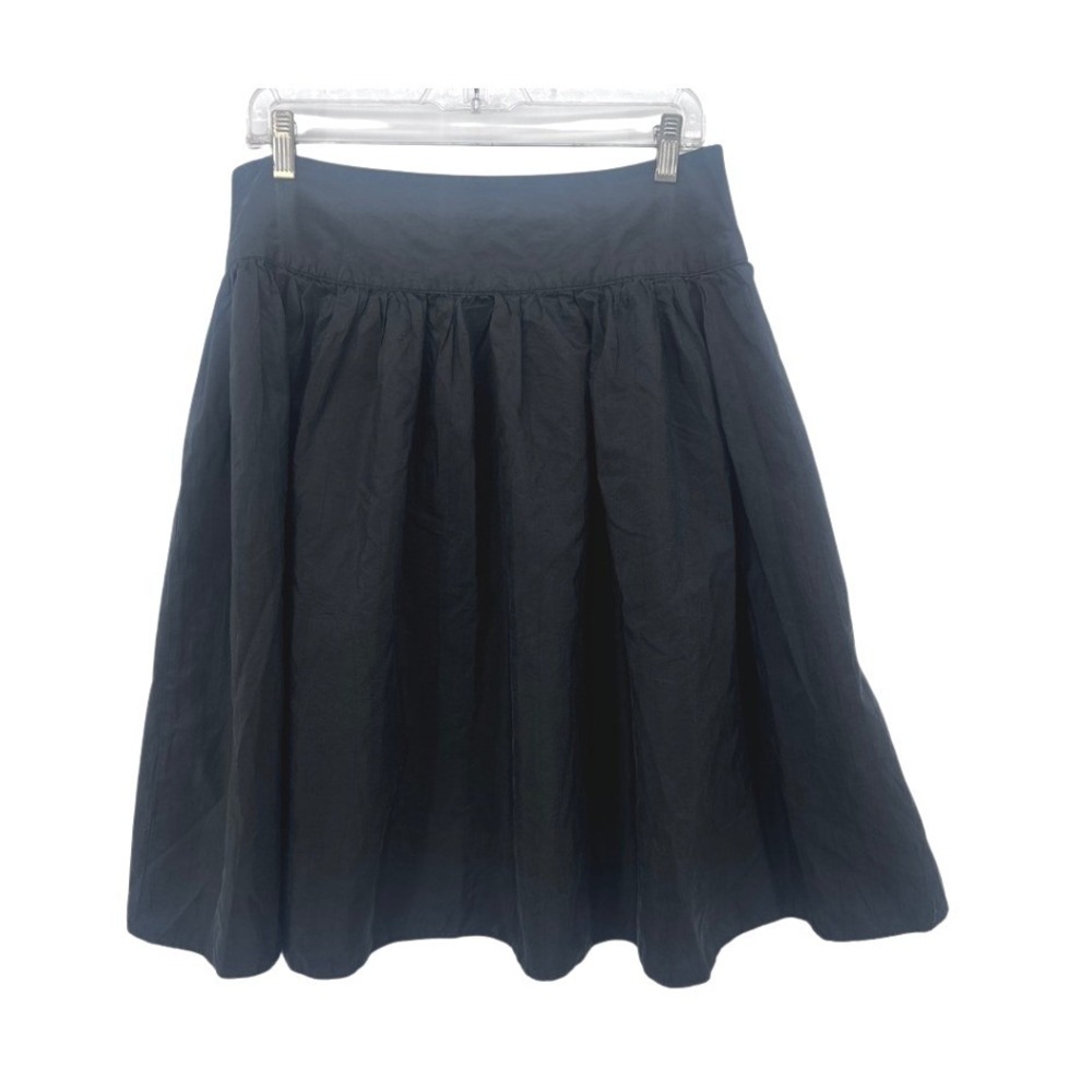 Isaac Mizrahi Black Aline Skirt Silk Blend Skater Neutral Minimalist Core Sz 10